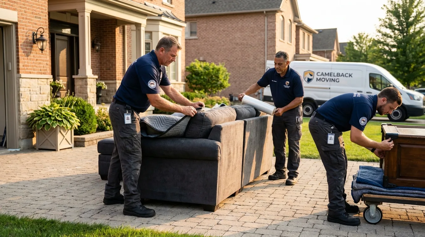 Large estate moving crew wrapping furniture in Wayland, MI